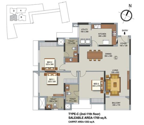 3 BHK at Skyline Opus Palarivattam - High Floor with Amazing View - 2